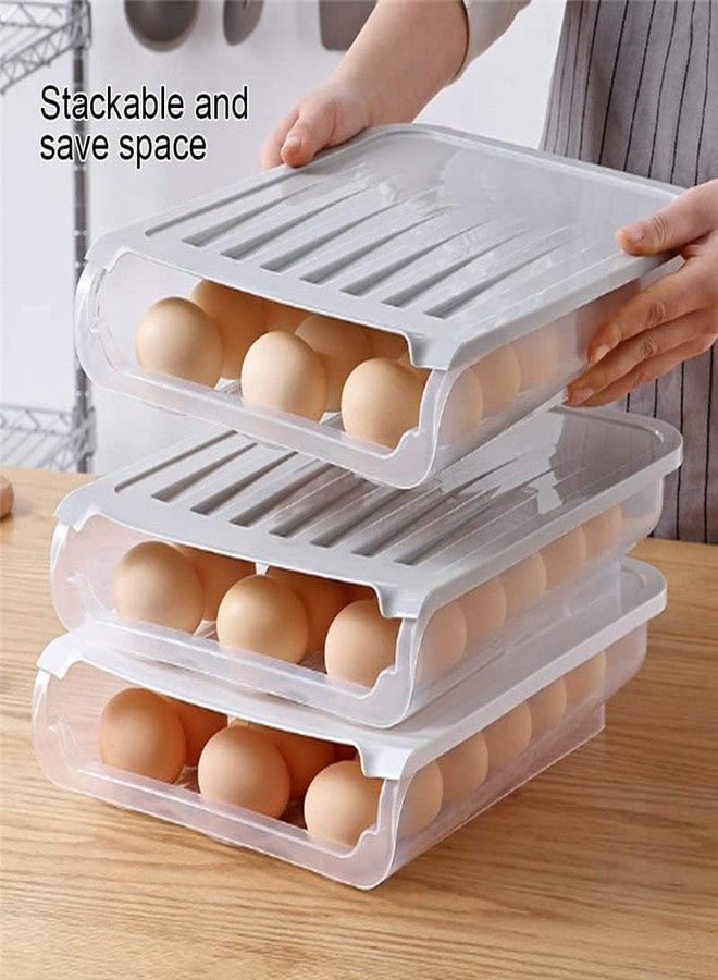 JRM's Auto Scrolling Egg Holder For Refrigerator, Large Capacity 18 Count Transparent Plastic Egg Container For Refrigerator, Stackable Fridge Egg Organizer (18 Egg Storage Auto Roller Container) - Image 3